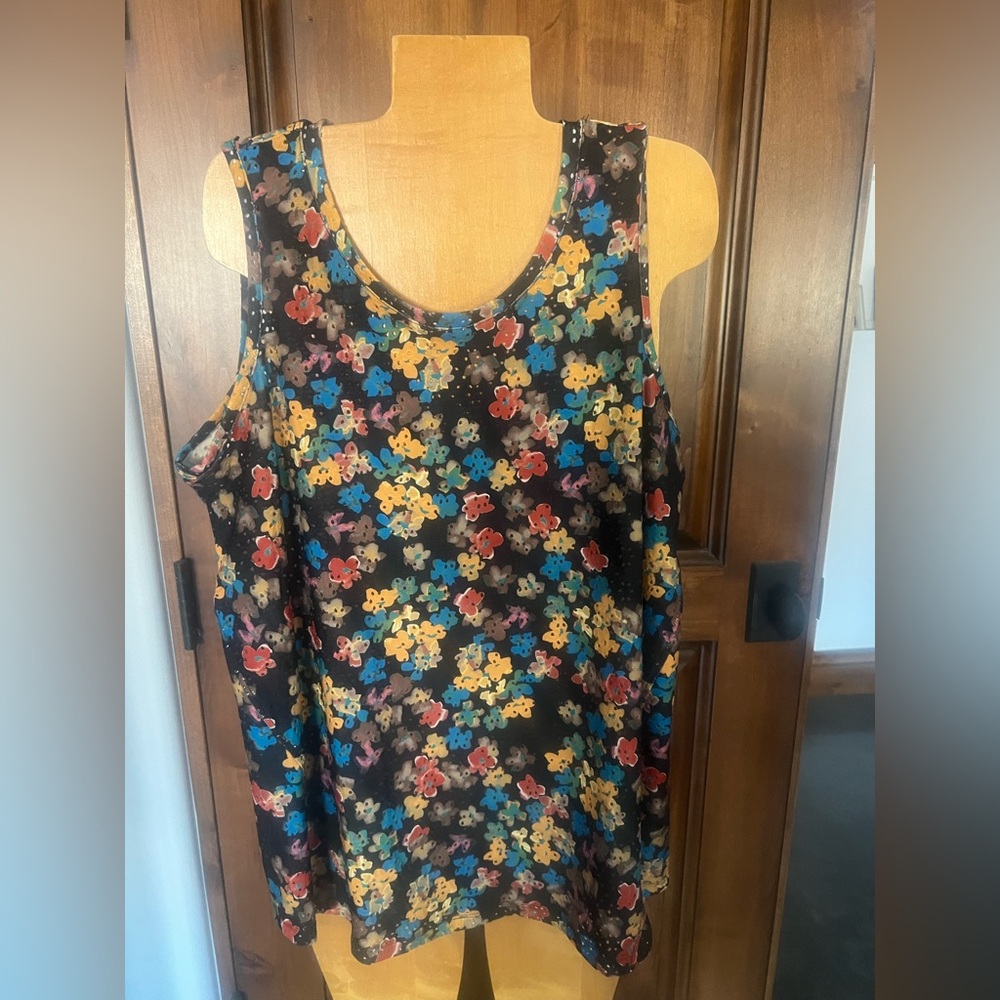 Tunic tank top sleeveless by Logo Layers - size large floral